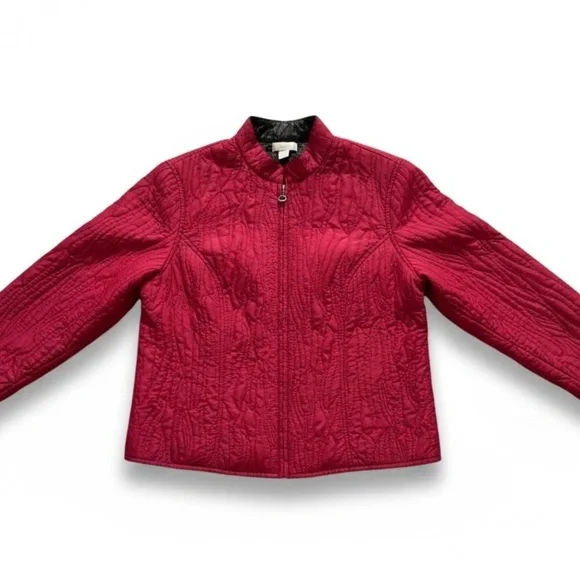 💖 Chico’s Reversible Quilted Jacket – Fuchsia & Black – Size 1 (M 8–10) - Picture 3 of 15